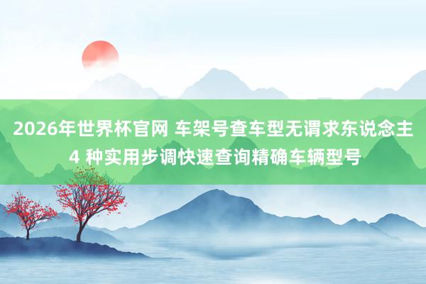 2026年世界杯官网 车架号查车型无谓求东说念主 4 种实用步调快速查询精确车辆型号