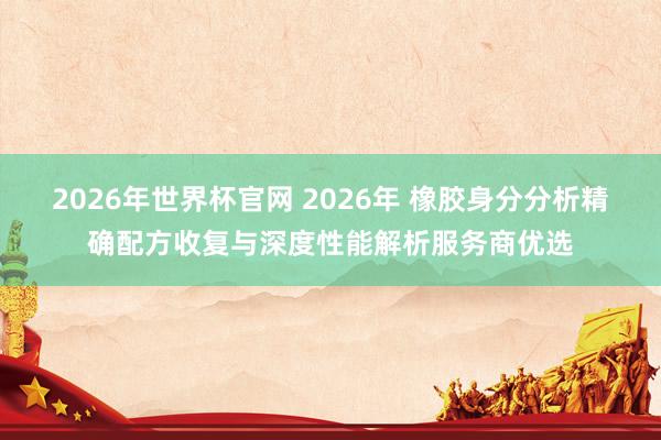 2026年世界杯官网 2026年 橡胶身分分析精确配方收复与深度性能解析服务商优选