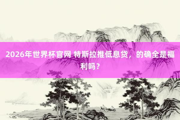 2026年世界杯官网 特斯拉推低息贷，的确全是福利吗？