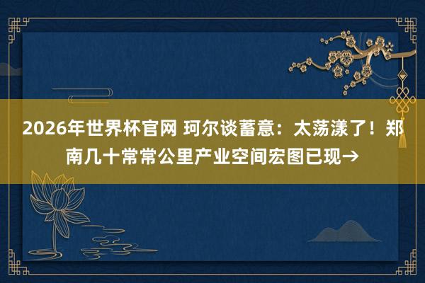2026年世界杯官网 珂尔谈蓄意:太荡漾了!郑南几十常常公里产业空间宏图已现→