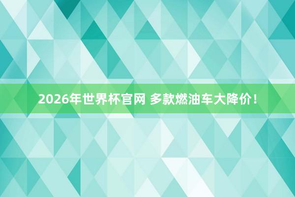 2026年世界杯官网 多款燃油车大降价!