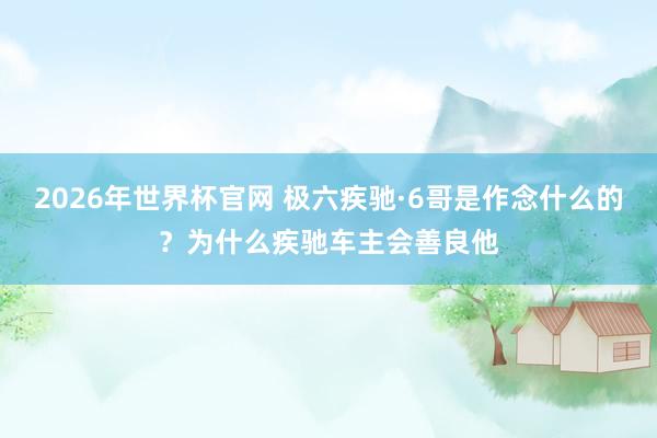 2026年世界杯官网 极六疾驰·6哥是作念什么的?为什么疾驰车主会善良他