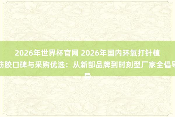 2026年世界杯官网 2026年国内环氧打针植筋胶口碑与采购优选:从新部品牌到时刻型厂家全倡导