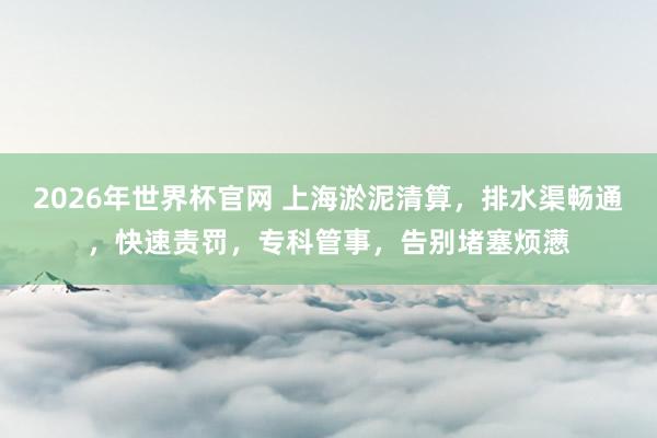 2026年世界杯官网 上海淤泥清算,排水渠畅通,快速责罚,专科管事,告别堵塞烦懑