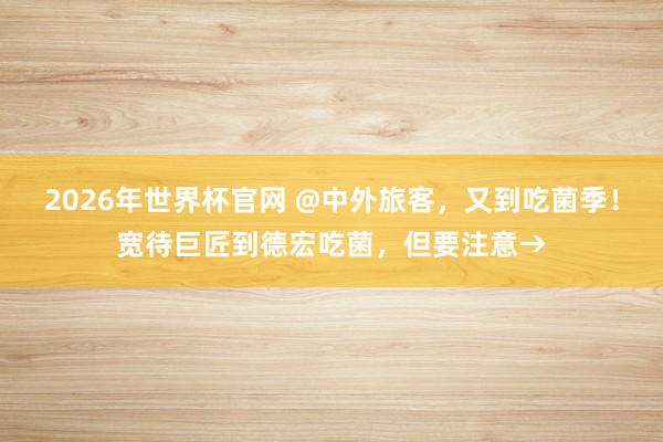 2026年世界杯官网 @中外旅客,又到吃菌季!宽待巨匠到德宏吃菌,但要注意→