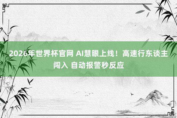 2026年世界杯官网 AI慧眼上线!高速行东谈主闯入 自动报警秒反应