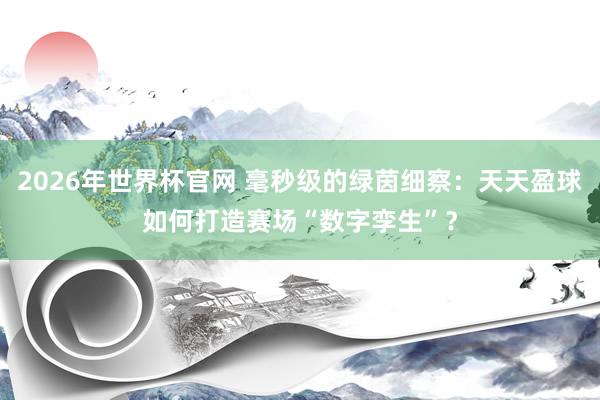 2026年世界杯官网 毫秒级的绿茵细察:天天盈球如何打造赛场“数字孪生”?