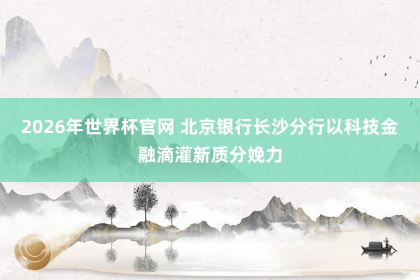 2026年世界杯官网 北京银行长沙分行以科技金融滴灌新质分娩力