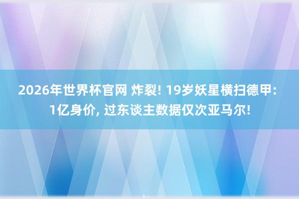 2026年世界杯官网 炸裂! 19岁妖星横扫德甲: 1亿身价, 过东谈主数据仅次亚马尔!