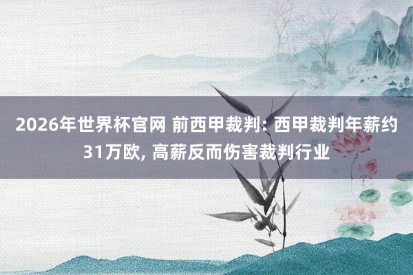 2026年世界杯官网 前西甲裁判: 西甲裁判年薪约31万欧, 高薪反而伤害裁判行业