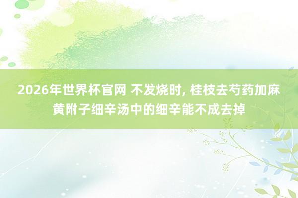 2026年世界杯官网 不发烧时, 桂枝去芍药加麻黄附子细辛汤中的细辛能不成去掉