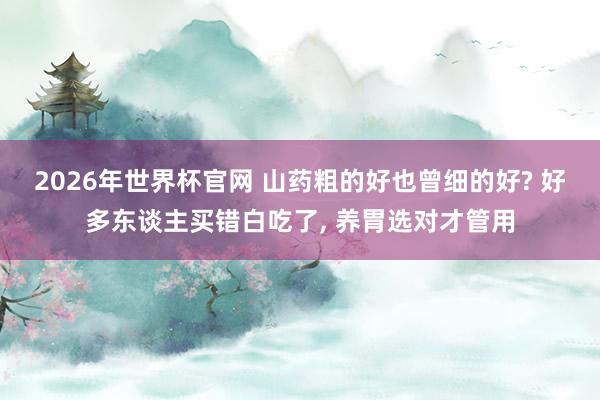 2026年世界杯官网 山药粗的好也曾细的好? 好多东谈主买错白吃了, 养胃选对才管用