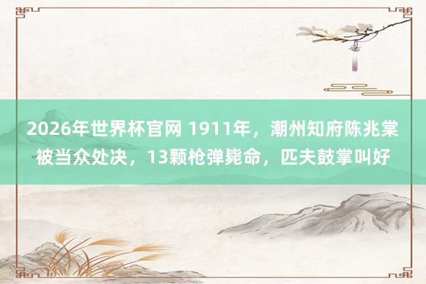 2026年世界杯官网 1911年,潮州知府陈兆棠被当众处决,13颗枪弹毙命,匹夫鼓掌叫好