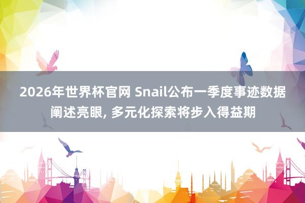 2026年世界杯官网 Snail公布一季度事迹数据阐述亮眼, 多元化探索将步入得益期