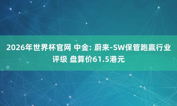 2026年世界杯官网 中金: 蔚来-SW保管跑赢行业评级 盘算价61.5港元