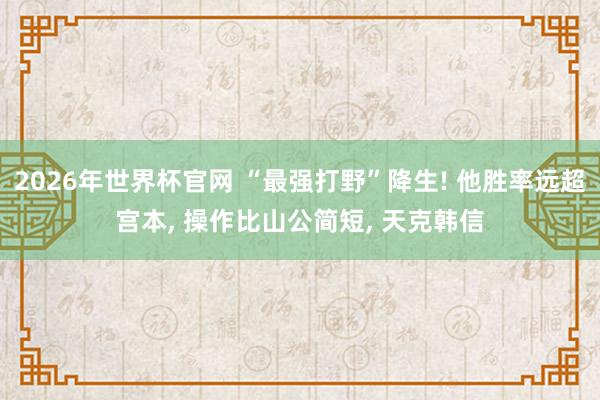 2026年世界杯官网 “最强打野”降生! 他胜率远超宫本, 操作比山公简短, 天克韩信