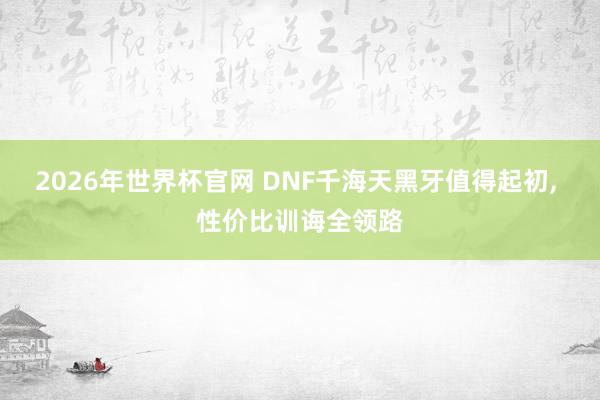 2026年世界杯官网 DNF千海天黑牙值得起初, 性价比训诲全领路