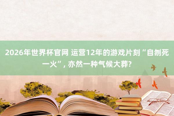 2026年世界杯官网 运营12年的游戏片刻“自刎死一火”, 亦然一种气候大葬?
