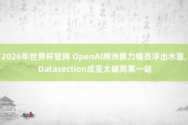 2026年世界杯官网 OpenAI跨洲算力幅员浮出水面， Datasection成亚太破局第一站