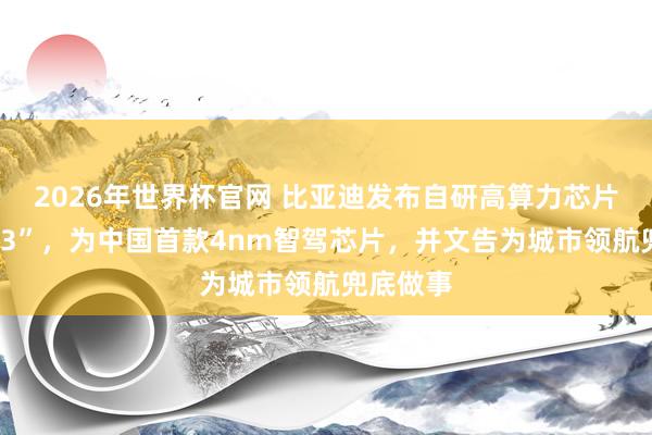 2026年世界杯官网 比亚迪发布自研高算力芯片“璇玑A3”,为中国首款4nm智驾芯片,并文告为城市领航兜底做事