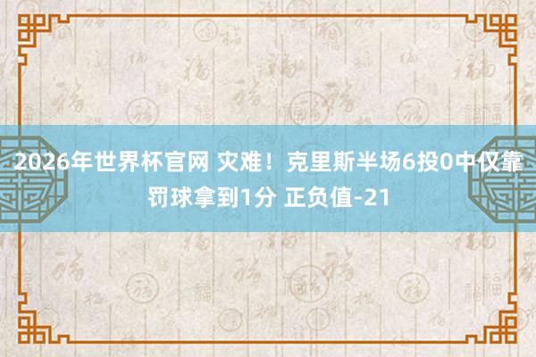 2026年世界杯官网 灾难!克里斯半场6投0中仅靠罚球拿到1分 正负值-21