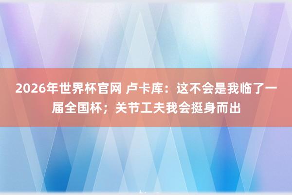 2026年世界杯官网 卢卡库:这不会是我临了一届全国杯;关节工夫我会挺身而出
