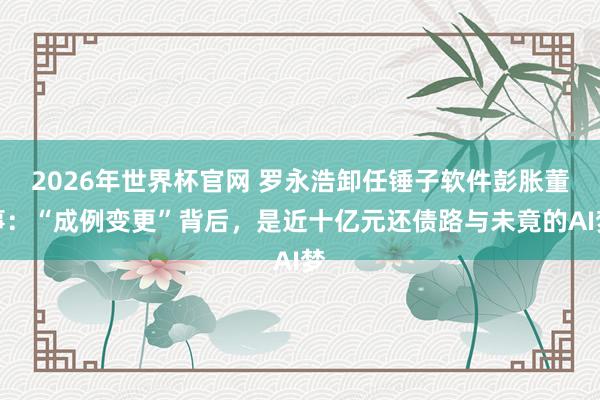 2026年世界杯官网 罗永浩卸任锤子软件彭胀董事：“成例变更”背后，是近十亿元还债路与未竟的AI梦