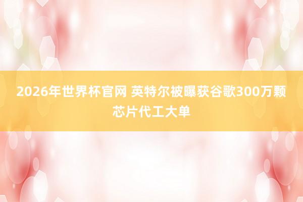 2026年世界杯官网 英特尔被曝获谷歌300万颗芯片代工大单