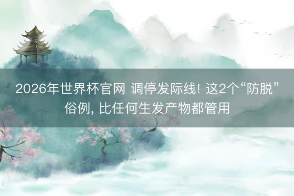 2026年世界杯官网 调停发际线! 这2个“防脱”俗例, 比任何生发产物都管用