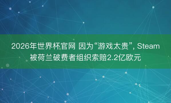 2026年世界杯官网 因为“游戏太贵”, Steam被荷兰破费者组织索赔2.2亿欧元