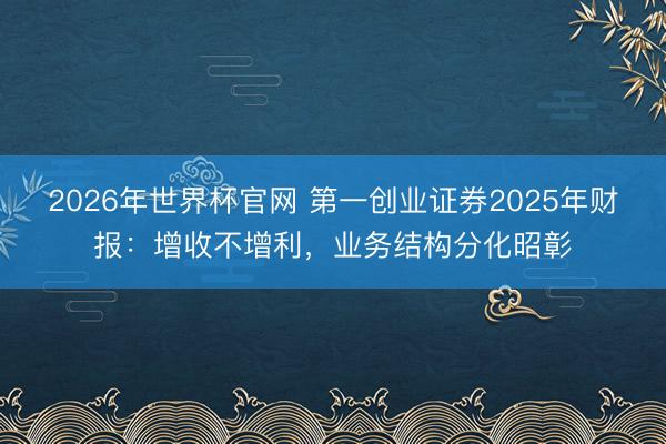 2026年世界杯官网 第一创业证券2025年财报:增收不增利,业务结构分化昭彰