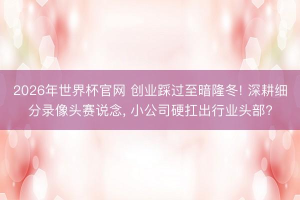 2026年世界杯官网 创业踩过至暗隆冬! 深耕细分录像头赛说念, 小公司硬扛出行业头部?